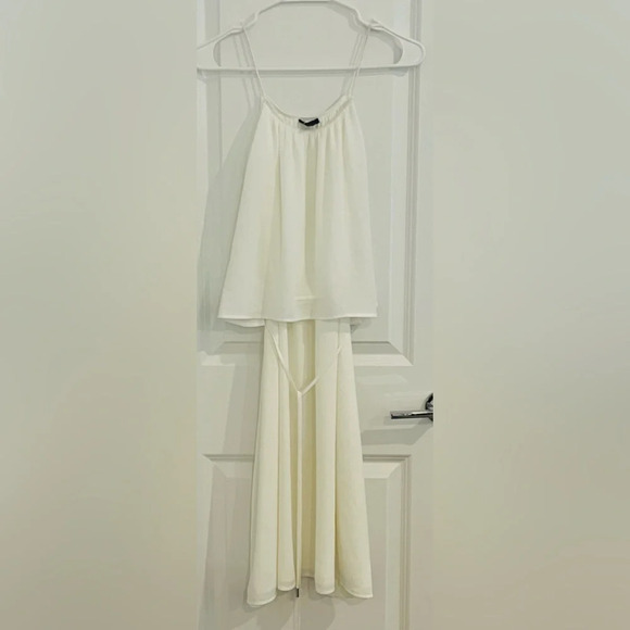 ATM Crepe Georgette Halter Dress in Chalk - Picture 4 of 7